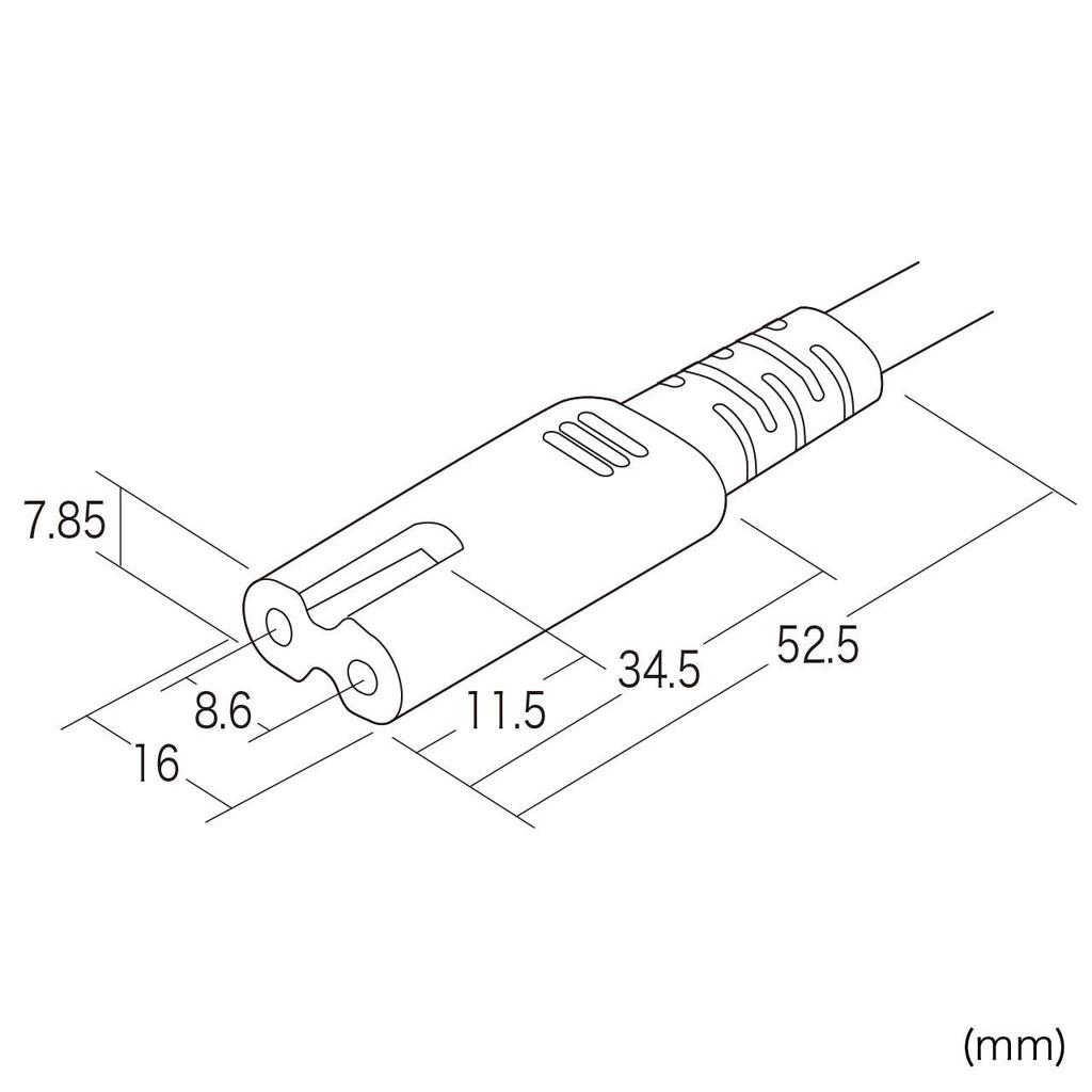 Sanwa Supply Glasses-type connector compatible power cord (3m) KB-DM2S12A-3
