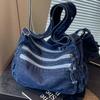 Lazy wind retro shoulder bag 2025 denim premium American women's backpack going out commuter messenger bag