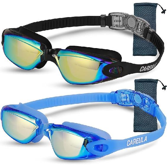 2 Pack Kids Swim Goggles, Swimming Goggles for Kids Toddler Youth 3-8/6-14, Anti-Fog Pool Goggles Child Boys Girls Medium(Age 9-14)