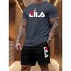 Herren Sommer Strand Sportanzug Lässig Outdoor Basketball Sport Bequem Zweiteiliges Set mit Modischem Lockerem T-Shirt und Shorts