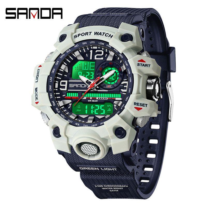 Sanda Youth Fashion Luminous Waterproof Shockproof Alarm Men's Watch