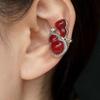 Elegant Red Zirconia Gourd Ear Cuff: No-Piercing New Year Retro Clip-On Earring