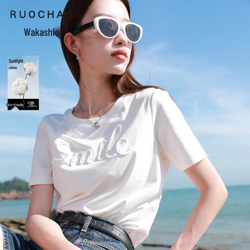 Sancai Women s Plus Size Loose Fit Letter Print T-shirt M