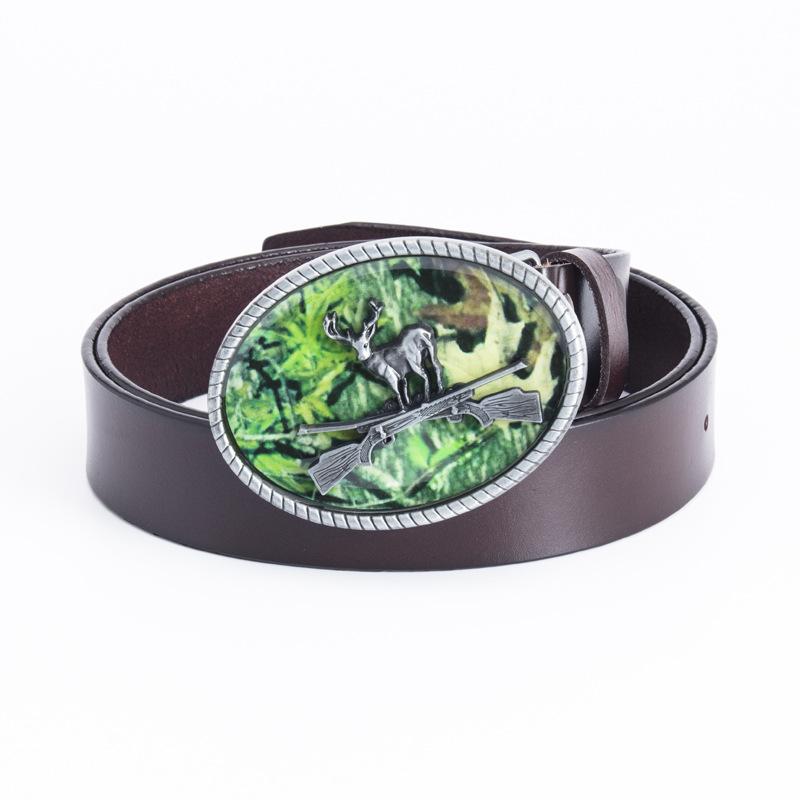 Pasek z pełnej skóry bydlęcej Owalna gładka klamra Pasek ogniwkowy Pasek skórzany