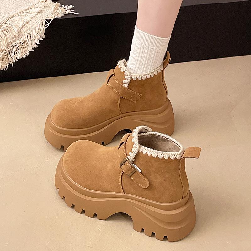 Retro thick-soled heightening boots women's 2025 autumn new versatile and thin short boots British wind locomotive Martin boots