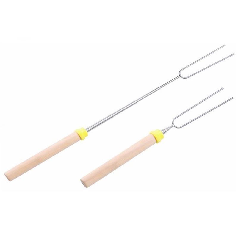 Telescopic BBQ Fork Marshmallow Roasting Sticks 1pcs Skewers for Barbecue Hot Dog Camping Picnic Outdoor Cooking