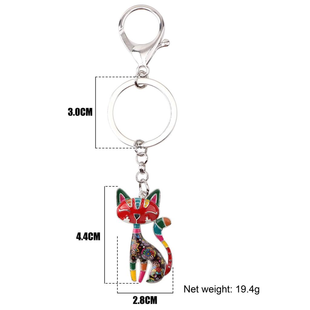 WEVENI Elegancki Metalowy Breloczek do Kluczy Kotek Biżuteria Kotek Breloczek do Samochodu Portfela dla Kobiet i Dziewcząt, Wielokolorowy, 42mm x 25mm