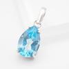 Used X388 Blue Topaz Pendant Top Design Silver Charm Head November Birthstone