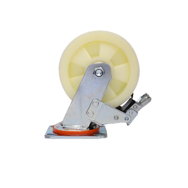 Heavy-Duty Nylon Swivel Caster with Brake - 4", 5", 6", 8" - Shock-Absorbing, Wear-Resistant.