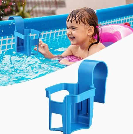 Poolside Drink Holder Adjustable Cup Holder for Pool Chairs and Loungers Durable Plastic Beverage and Beer Can Holder with Clip Attachment