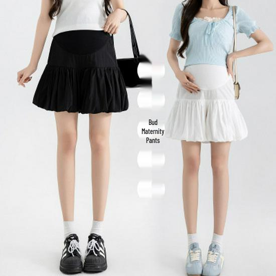 

2026 Summer Maternity High-Waist Tummy Support Shorts - Lightweight, Loose, Simple Bud Skirt Design L чорний