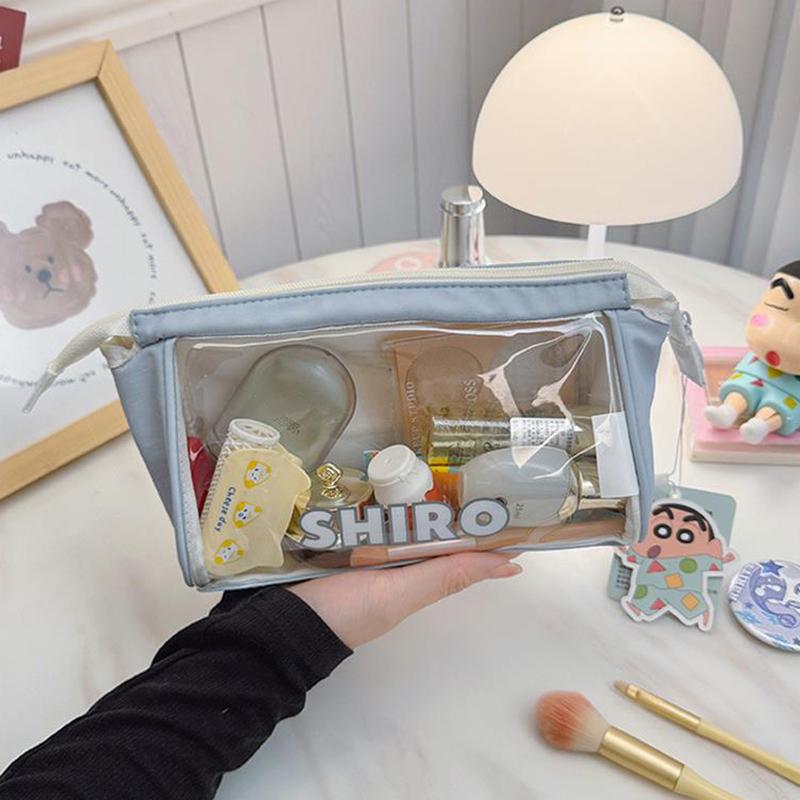 Anime Cartoon Cute Crayon Shin-Chan'S Transparent Cosmetic Bag Girls Large Capacity Portable Travel Toiletries Storage Bag Gifts