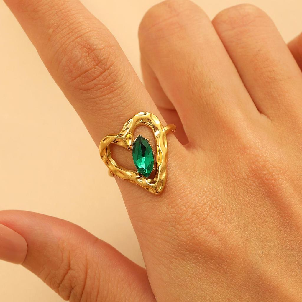 Vintage Turquoise Stainless Steel Open Finger Ring for Women