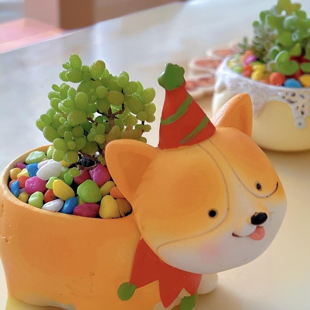 Desktop Ornaments Succulent Planter Dog Plant Holder Animal-Shaped Plant Pot Tabletop Decor