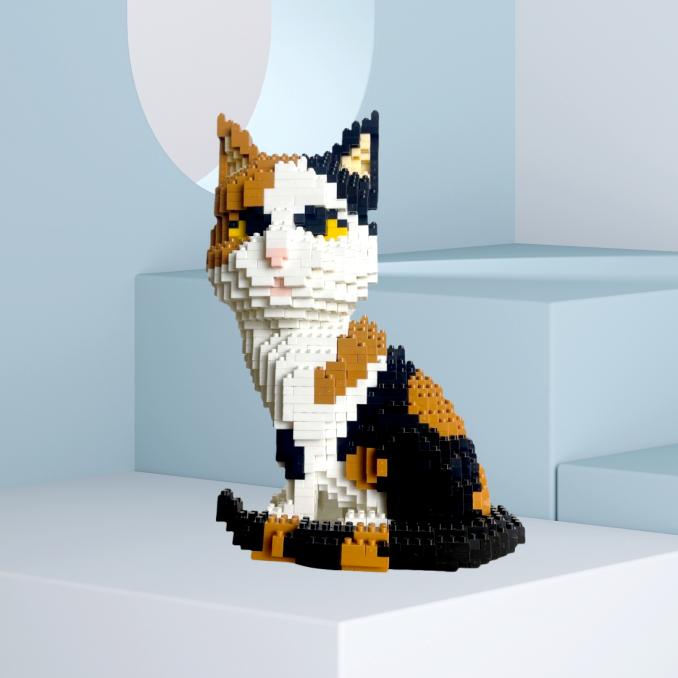 Variety of Pet Cat Models Building Blocks Toy:Captivating Cat Expressions, Fun Orange & Cow Patterns, Kid-Friendly, Unique Gift