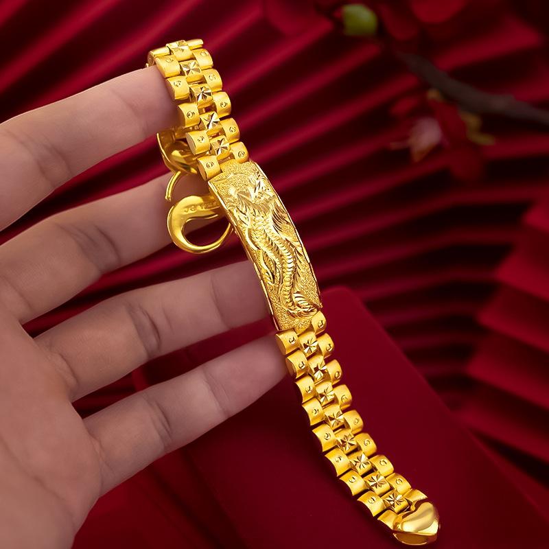 Luxury 24K 9999 Pure Gold Real Gold Dragon Bracelet Men's Large Bracelet