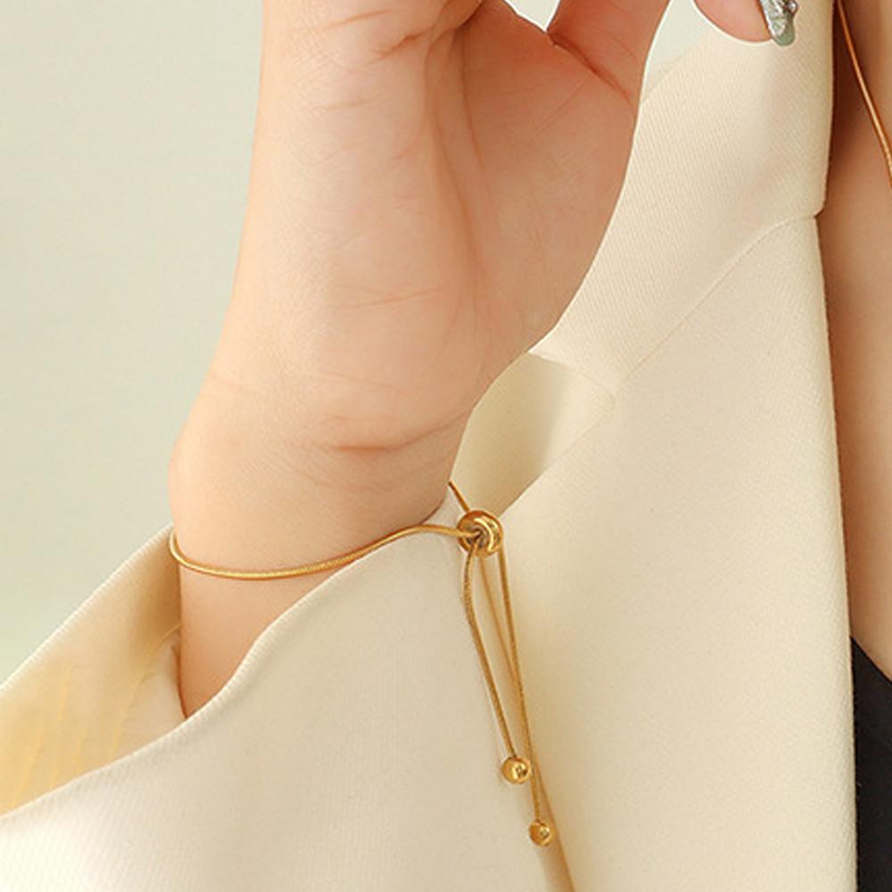 Orazio Adjustable Bracelet for Women Gold Color Stainless Steel Round Bead Snake Chain Hand Link High Quality Jewelry Wholesale