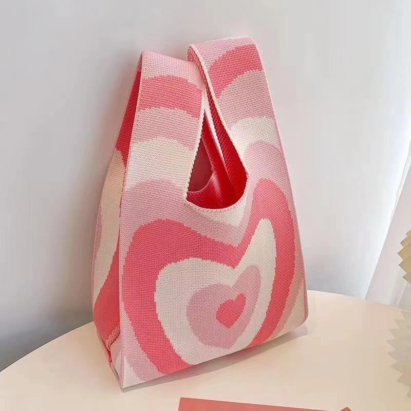 Sommer Damen Niedliche Mini-Tasche Vielseitige Mode Handytasche Cartoon Gestrickte Handtasche Umhängetasche Umhängetasche