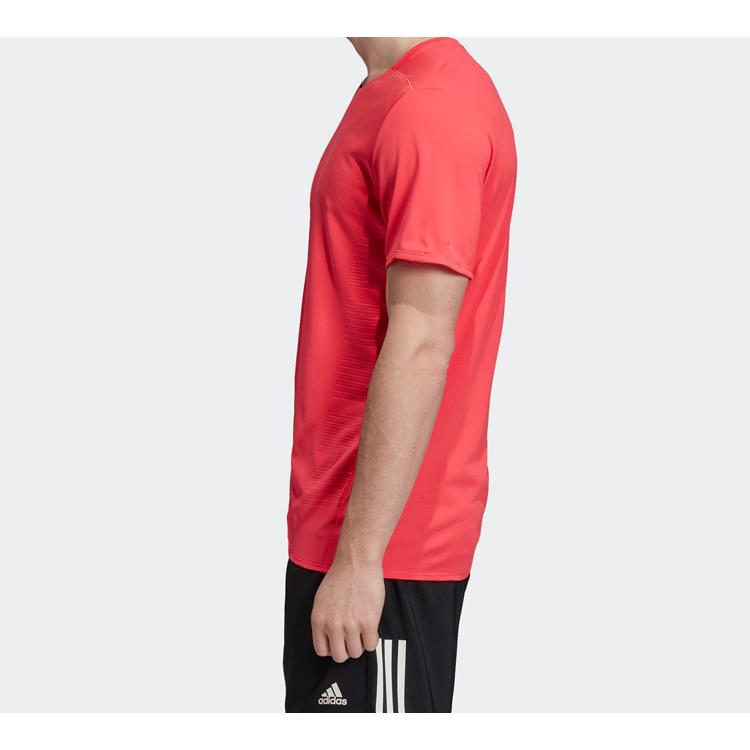 Adidas T Shirts Men's Red Crew Neck Moderate Straight Fit DQ1852