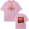 HANA  Burning FlowerT Shirt Short Sleeve 100%Cotton Tee-shirt Graphic Printing Vintage Tshirt Moletom Hip Hop Punk Clothing Tops
