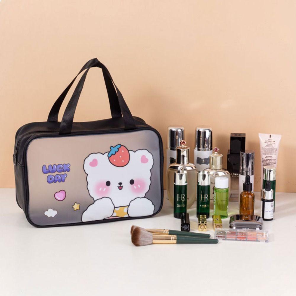 Portable Cartoon PVC Cosmetic Bag Ins Storage Bags Handbag Transparent Wash Bag  Travel