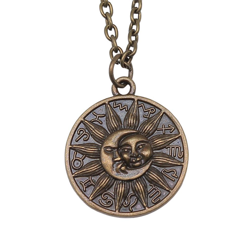 Pentagram keltisk knut hänge stjärna Halsband måne sol Smycken Amulett hantverk 45 cm eller 70 cm lång kedja