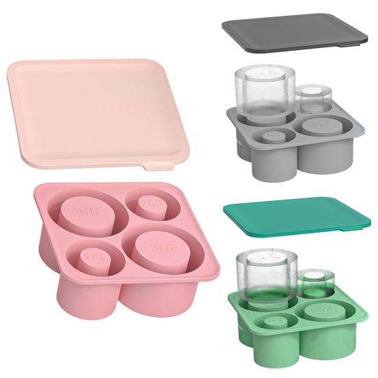 Silicone Cylinder Ice Tray with Lid Portable Popsicle Maker Easy Release Ice