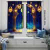 2Pcs Curtain Islamic Traditional Lanterns Backdrop Golden Dome Profile Moon Stars Decor For Living Room Bedroom