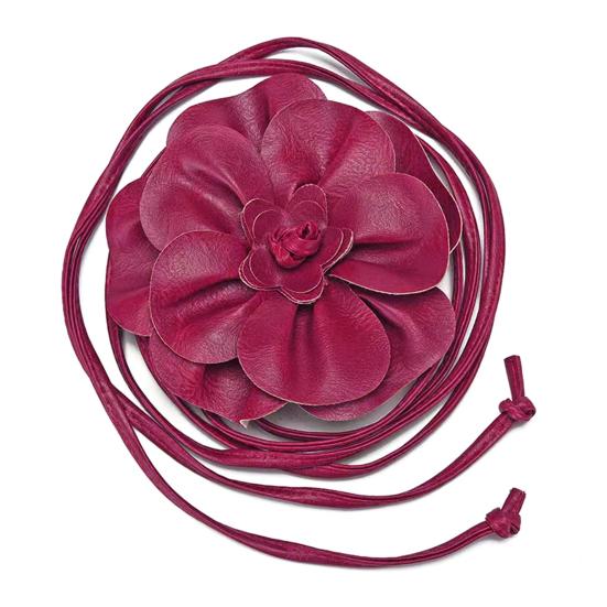 Boho Flower Waist Belt for Women Girls Floral Faux Leather Rope Waist Band Wedding Dress Thin Waistband