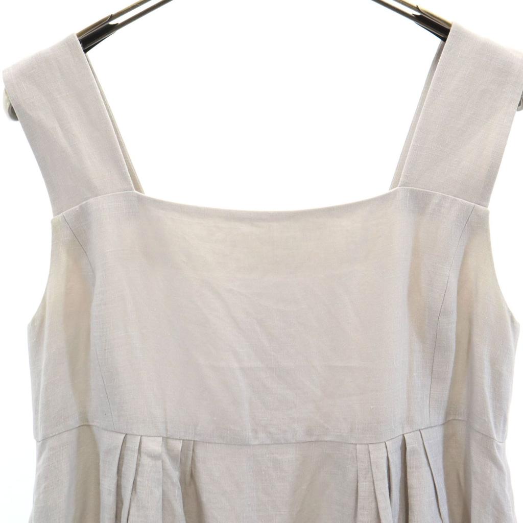 FOXEY Made In Japan Linen Cami One Piece 38 Gray Lace Embroidery Women Used