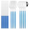 12-16Pcs Chopsticks Knife Fork Spoon Cutlery Set Green Gold Dinnerware Set Luxury Stainless Steel Flatware Korean Tableware Set