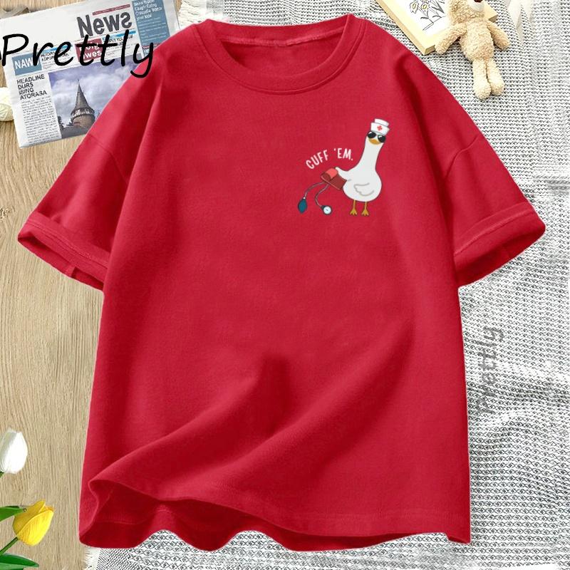 Funny Goose Nurse TShirt Silly Goose Graphic T Shirts Casual Cotton Short Sleeve Tshirt Women Clothing Harajuku Loose Nurse Day S