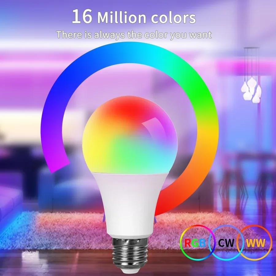 

Светодиодные лампочки Tuya Smart Lamp Бытовая техника RGB Белый прожектор Ампулы Bombilla 220 В 110 В E27 9 Вт BT Group Пульт дистанционного управления 1 Piece
