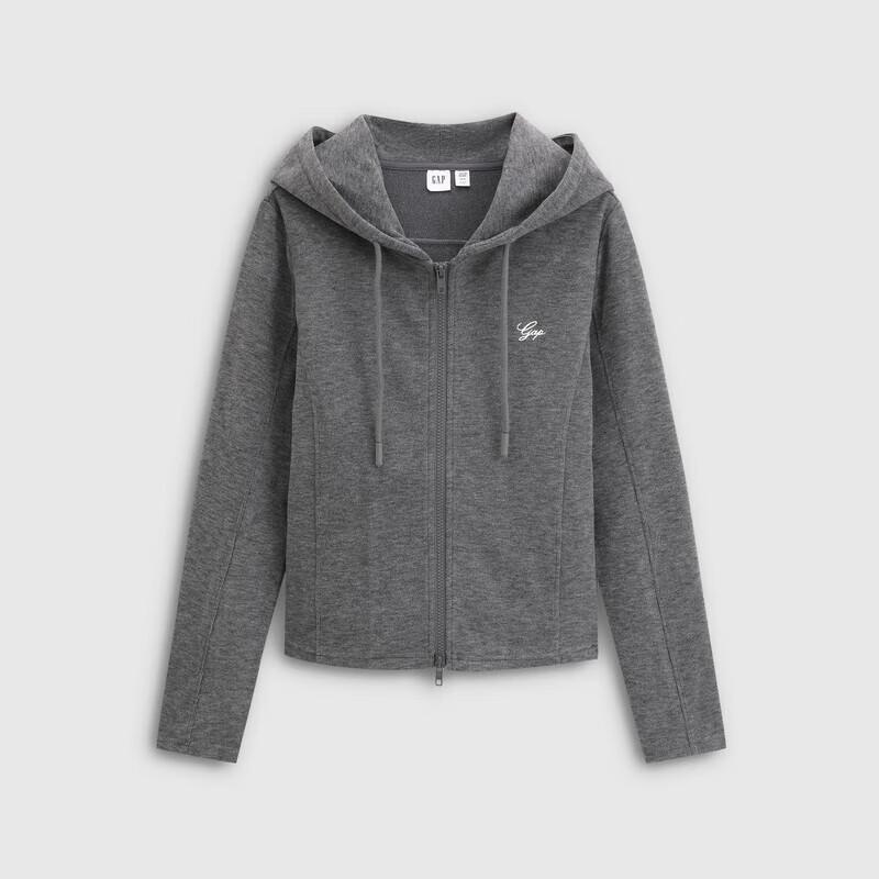 Gap Women's 2025 Autumn Embroidered Logo Slim Fit Zipper Hooded Knit Cardigan