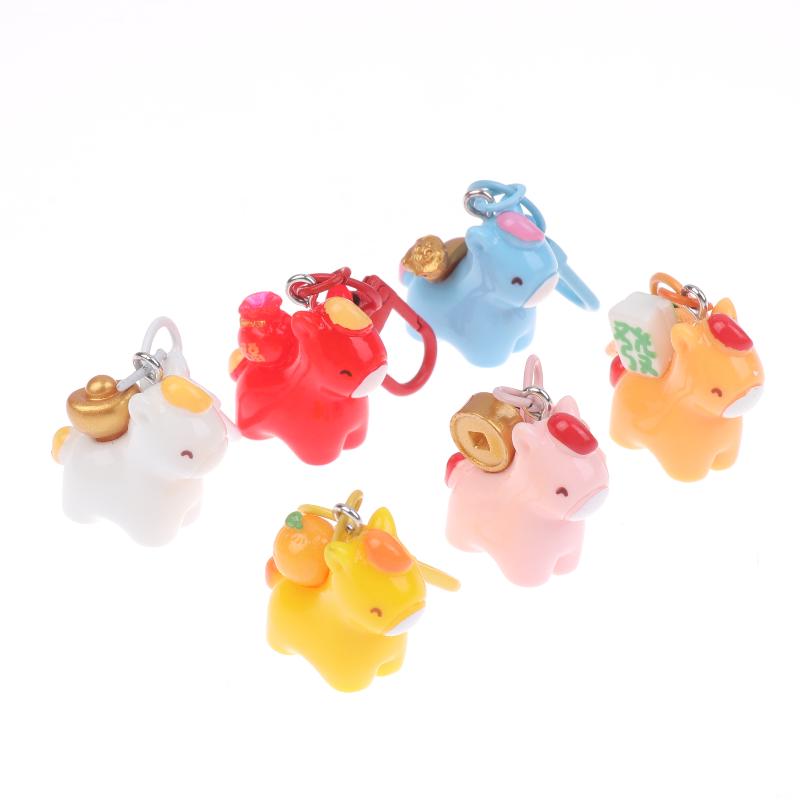 2026 Chinese  Year Mascot Horse Resin Keychain Decor Cartoon Cute Year Of The Horse Keyring Bag Pendant Gifts Accessory