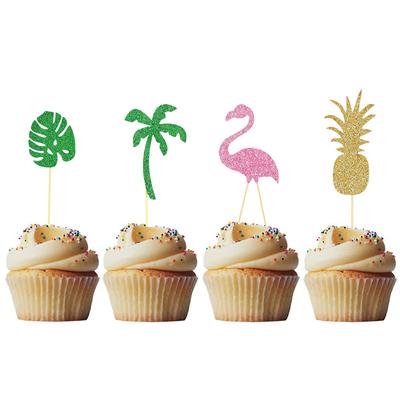 10 Stück Hawaiianische Party Cupcake Topper Flamingo Bäume Luau Sommer Tropische Party Kuchen Dekoration Geburtstagsfeier Hochzeitszubehör