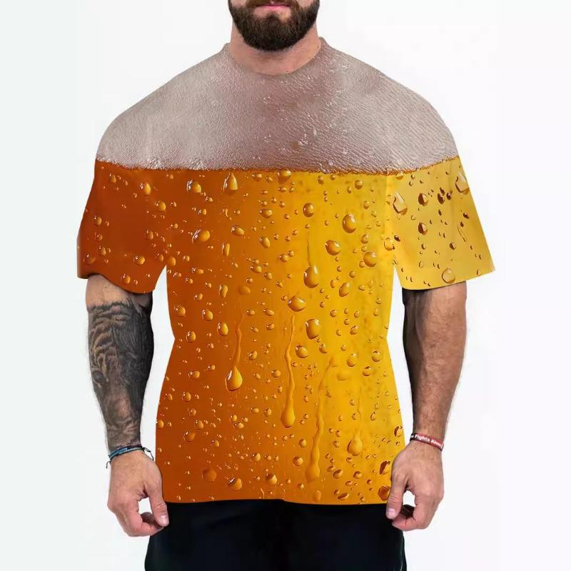 3D Digital Printing of European American Adult Men's T-shirts with Animal Character Patterns