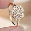 Vintage Hollow Flower White Zircon Small Round Stone Rings For Women Trendy Gold Color Ring Wedding Jewelry Mother's Day Gifts