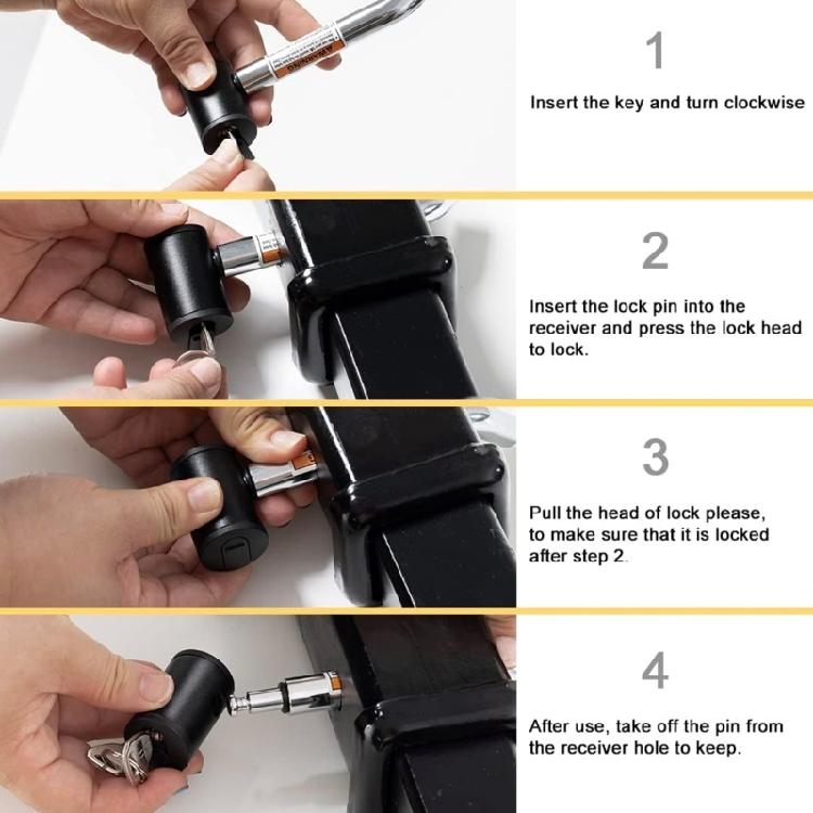 Strong 5/8 And 1/2 Inch Trailer Safety Receiver Lock With Ergonomic Key For Easy Installation On Vehicles Motorhome Boat