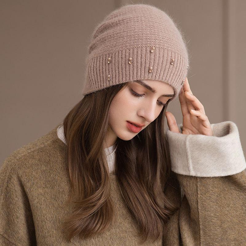 Królicze włosy dzianinowa torba czapka damska zimowa wiatr i zimno pulower wełna moda termiczna czapka