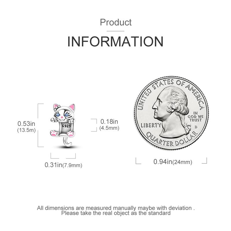 Sweet Cute Pink Cat Bead Copper Genuine Bead Fits Genuine Charm Bracelets Jewellery DoItYourself Beautiful Gift For Women