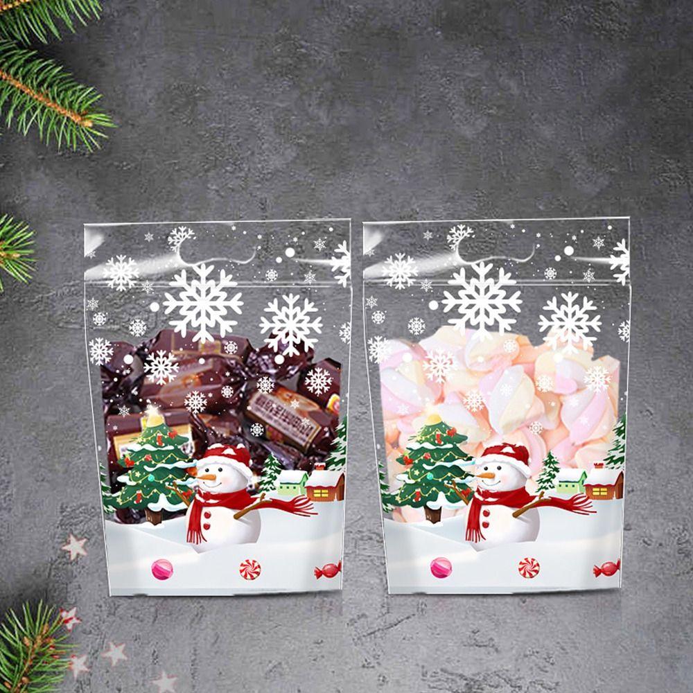 50Pcs Christmas Candy Bag Snowflake Crunchy Candy Cookies Biscuit Bag Party Gift Packaging Party Supplies