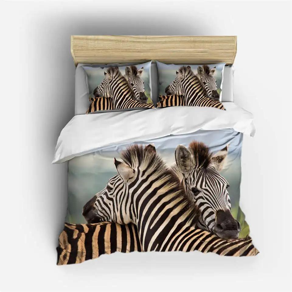 3D Animal Bedding Set Quilt Cover Zebra Pattern Duvet Cover With Pillowcases Full Queen King Soft Comforter Cover Home Textile