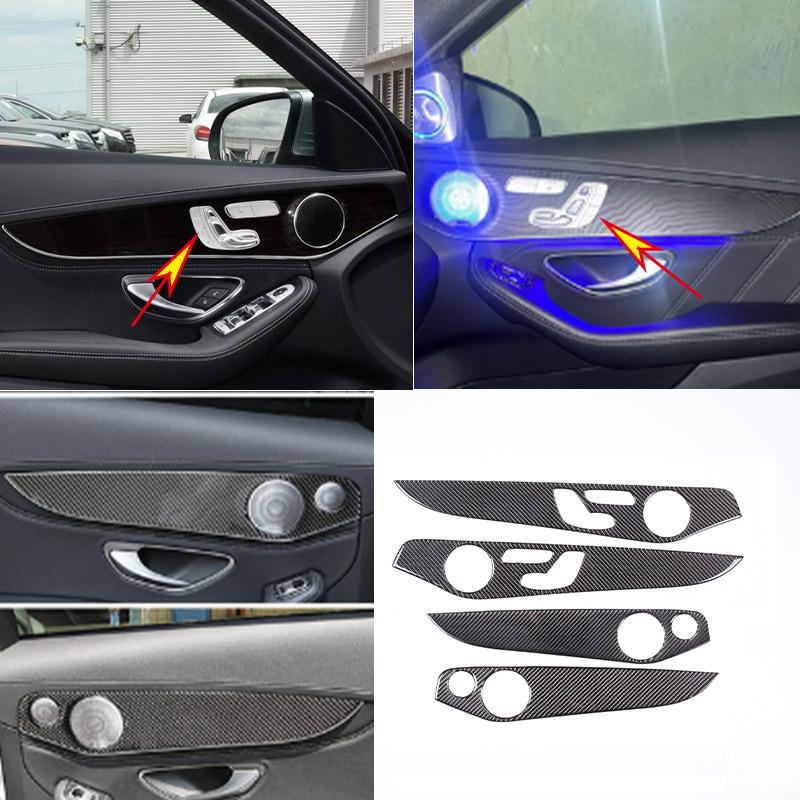 Soft Carbon Fiber For Mercedes Benz C Class W205 GLC Class 2014- Interior Door Decoration Panel Cover Trim Car Accessories