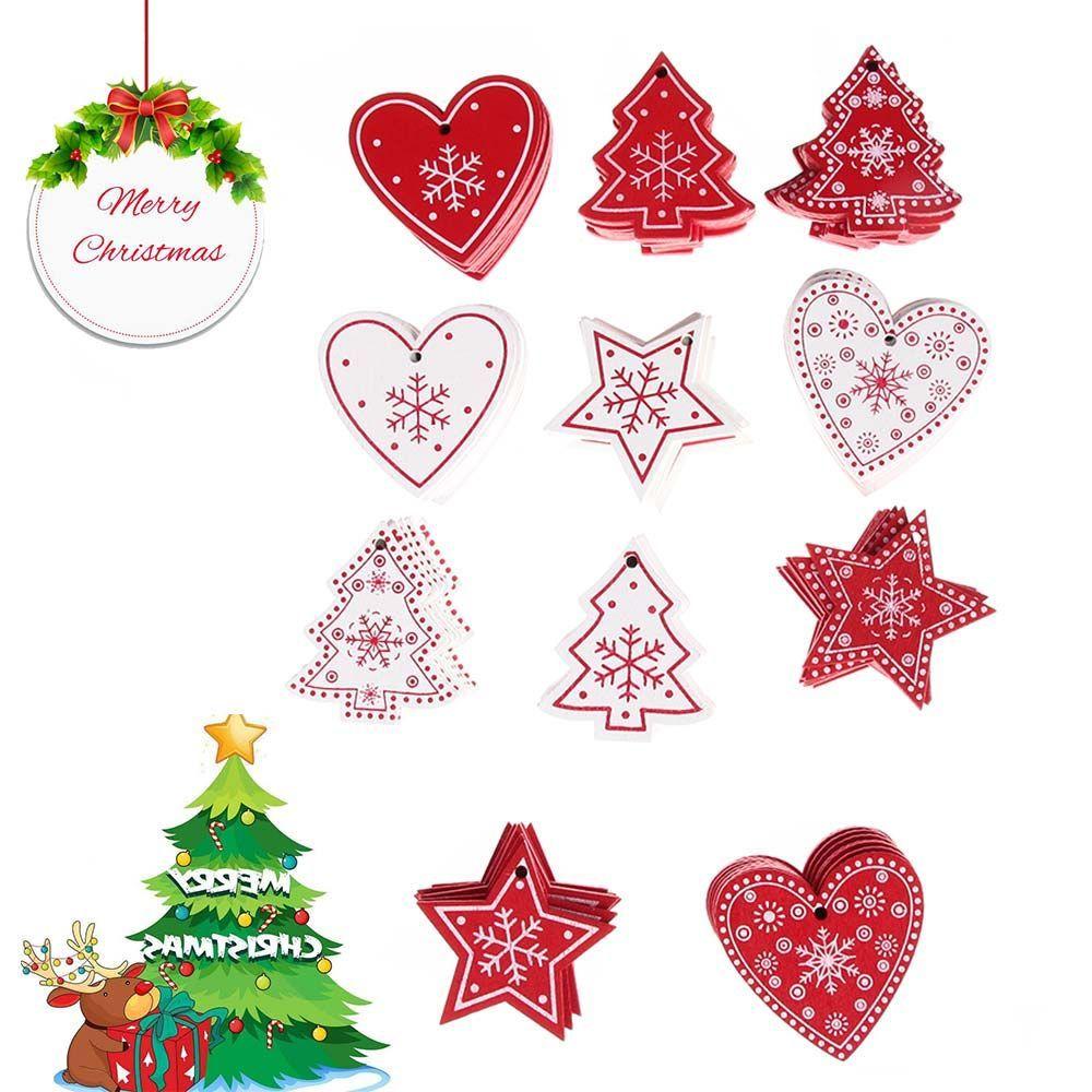 10pcs/set Gift Hanging Embellishment Party Supplies Wooden Tag Christmas Tree Ornament Star