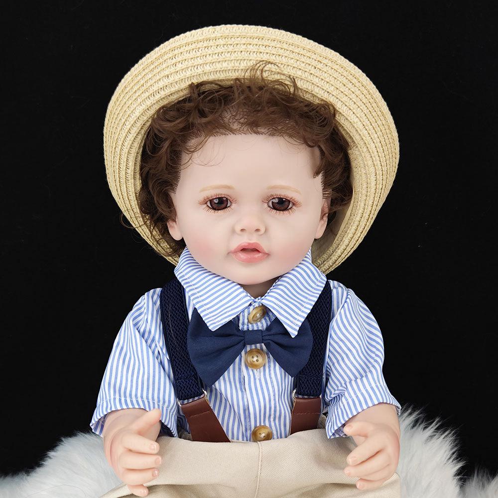 55cm Haartransplantation Simulation Babypuppe Weiches Silikon Viny Reborn Puppen Junge Spielhaus Spielzeug Kinder Sohn Geburtstagsgeschenk