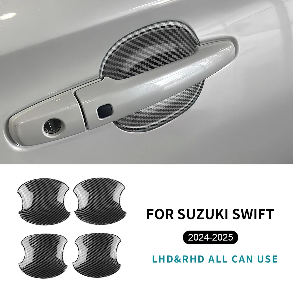 For Suzuki Swift 2024 2025 4PCS Car Door Handle Scratch Resistant Protective ABS Carbon Fiber Style Sticker