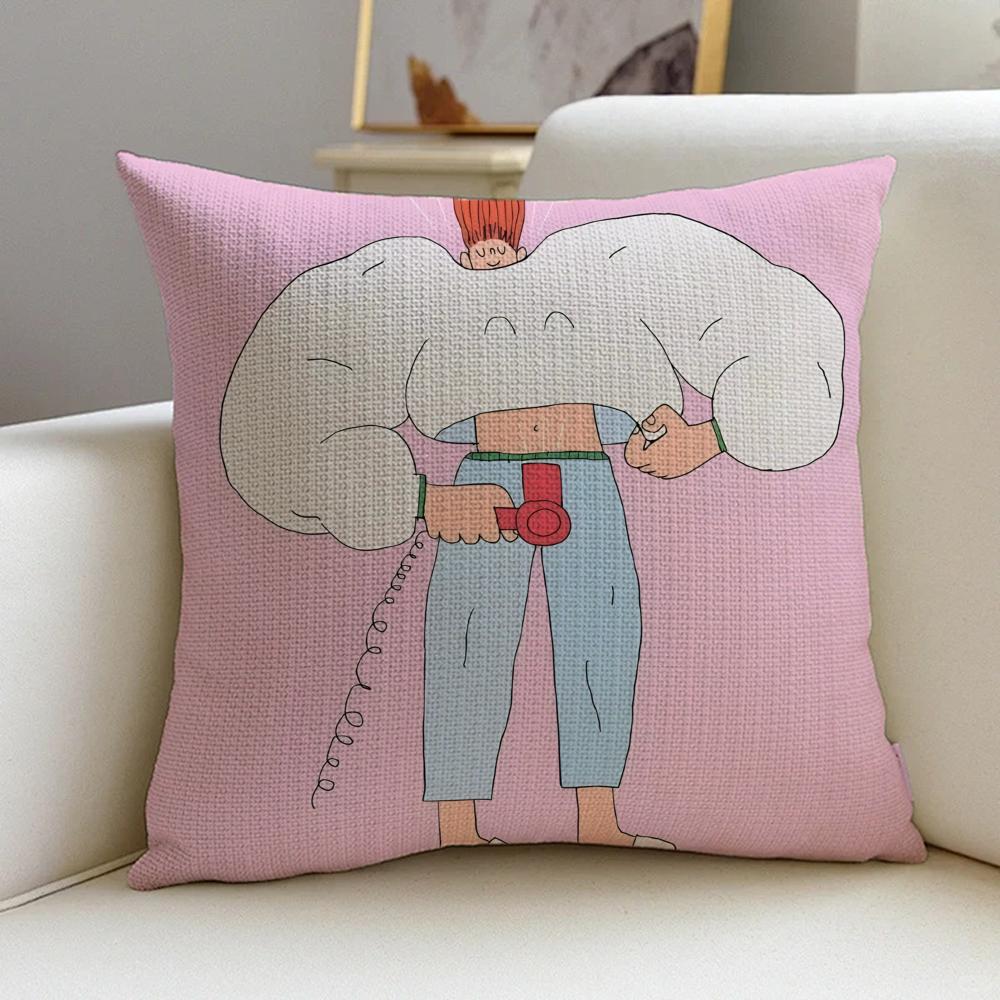 L-Lukas Eglinskas Cushion Cover Cushion Cover Pillowcase, Anti-Mite Invisible Zipper, Linen Sofa Cushion