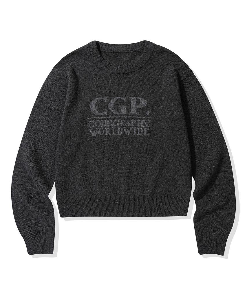 CGP (Women) Square Logo Knit_Charcoal
