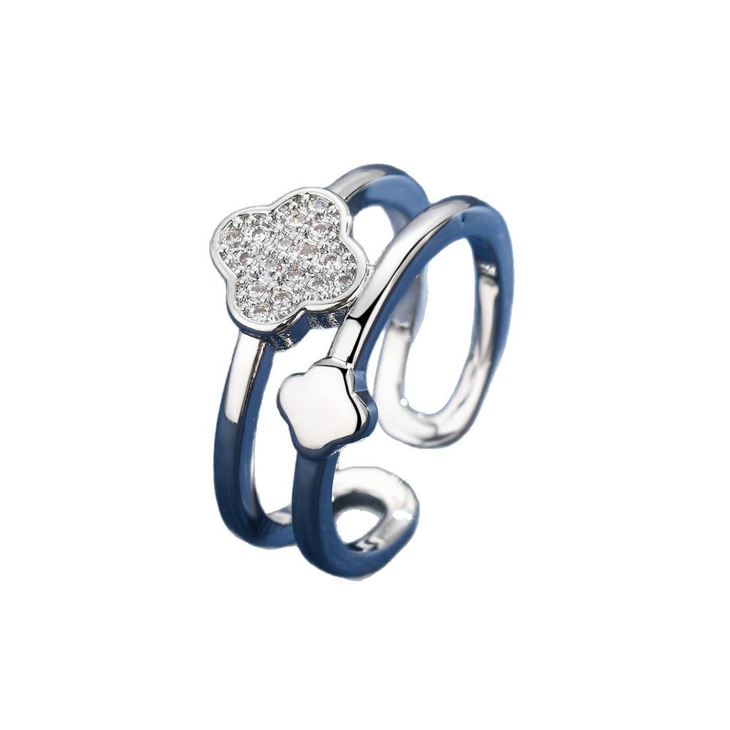 New Arrival Four-leaf Clover Ring High-end Luxury Zircon Open Ring